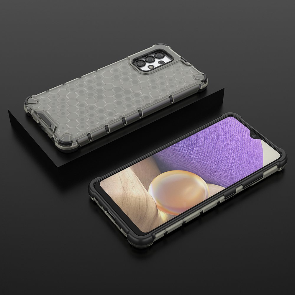Honeycomb-etui pansret deksel med gelramme for Samsung Galaxy A03s (166.5) svart