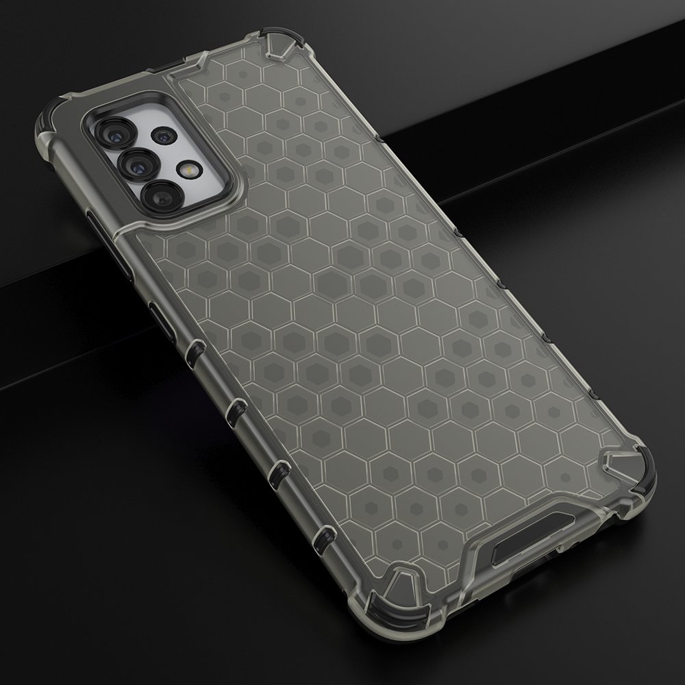 Honeycomb-etui pansret deksel med gelramme for Samsung Galaxy A03s (166.5) svart
