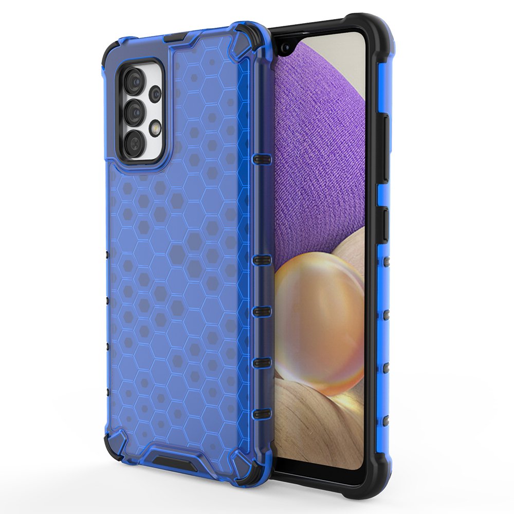 Honeycomb-etui pansret deksel med gelramme for Samsung Galaxy A03s (166.5) blå
