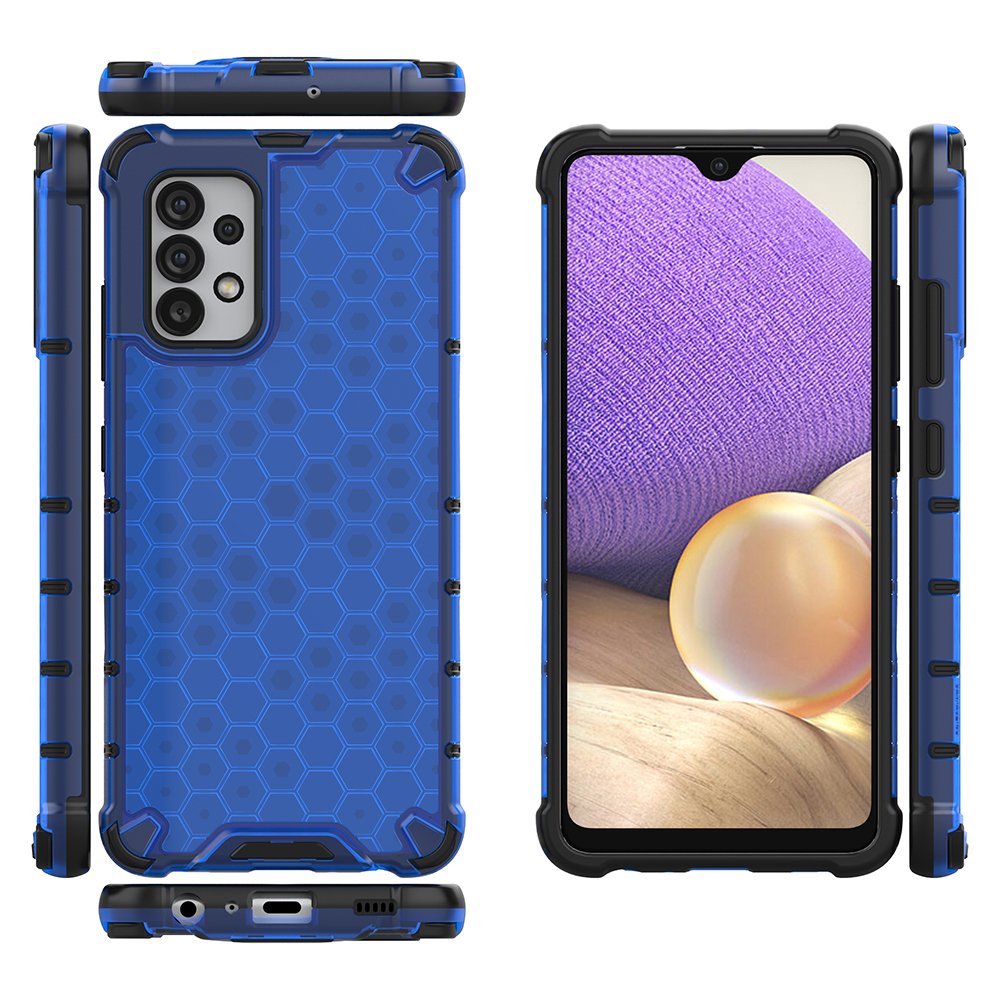 Honeycomb-etui pansret deksel med gelramme for Samsung Galaxy A03s (166.5) blå