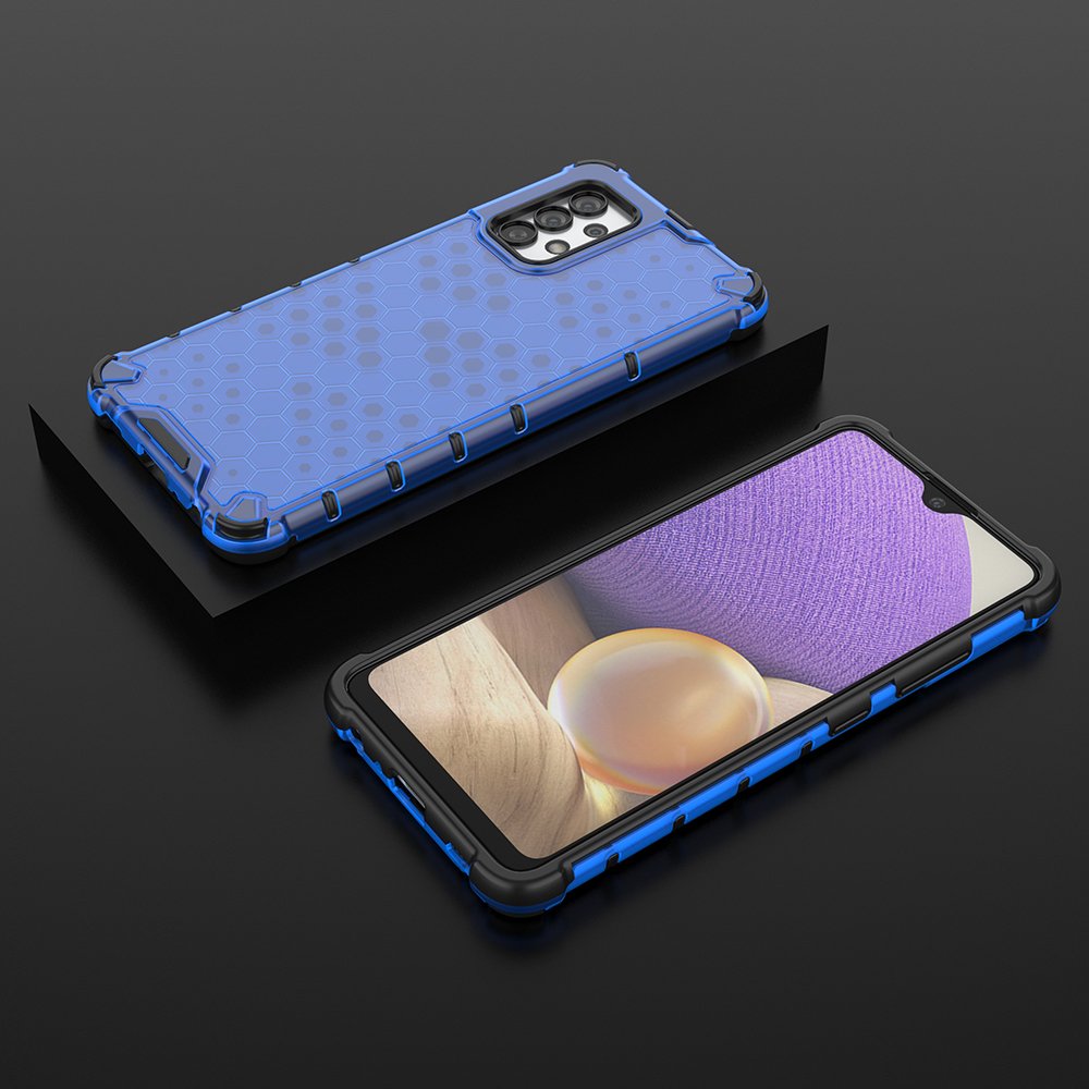 Honeycomb-etui pansret deksel med gelramme for Samsung Galaxy A03s (166.5) blå