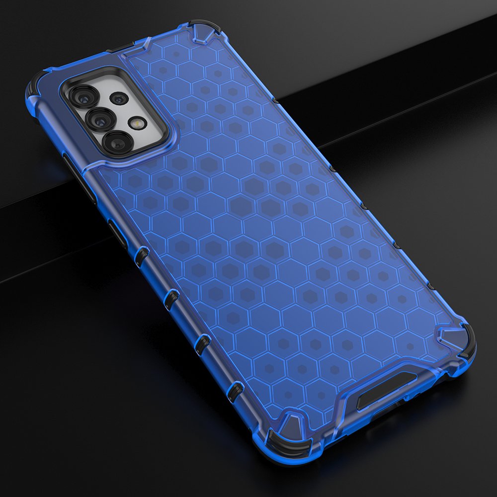 Honeycomb-etui pansret deksel med gelramme for Samsung Galaxy A03s (166.5) blå