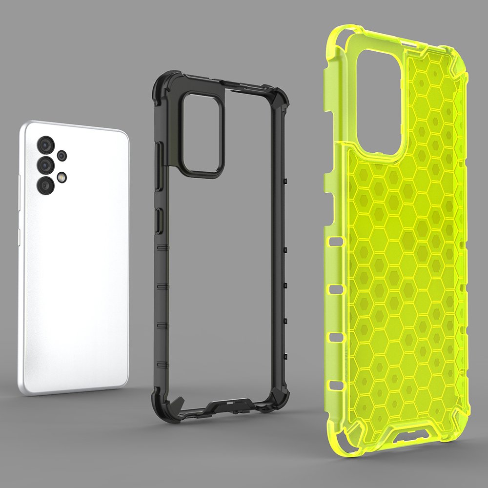Honeycomb-etui pansret deksel med gelramme for Samsung Galaxy A03s (166.5) blå