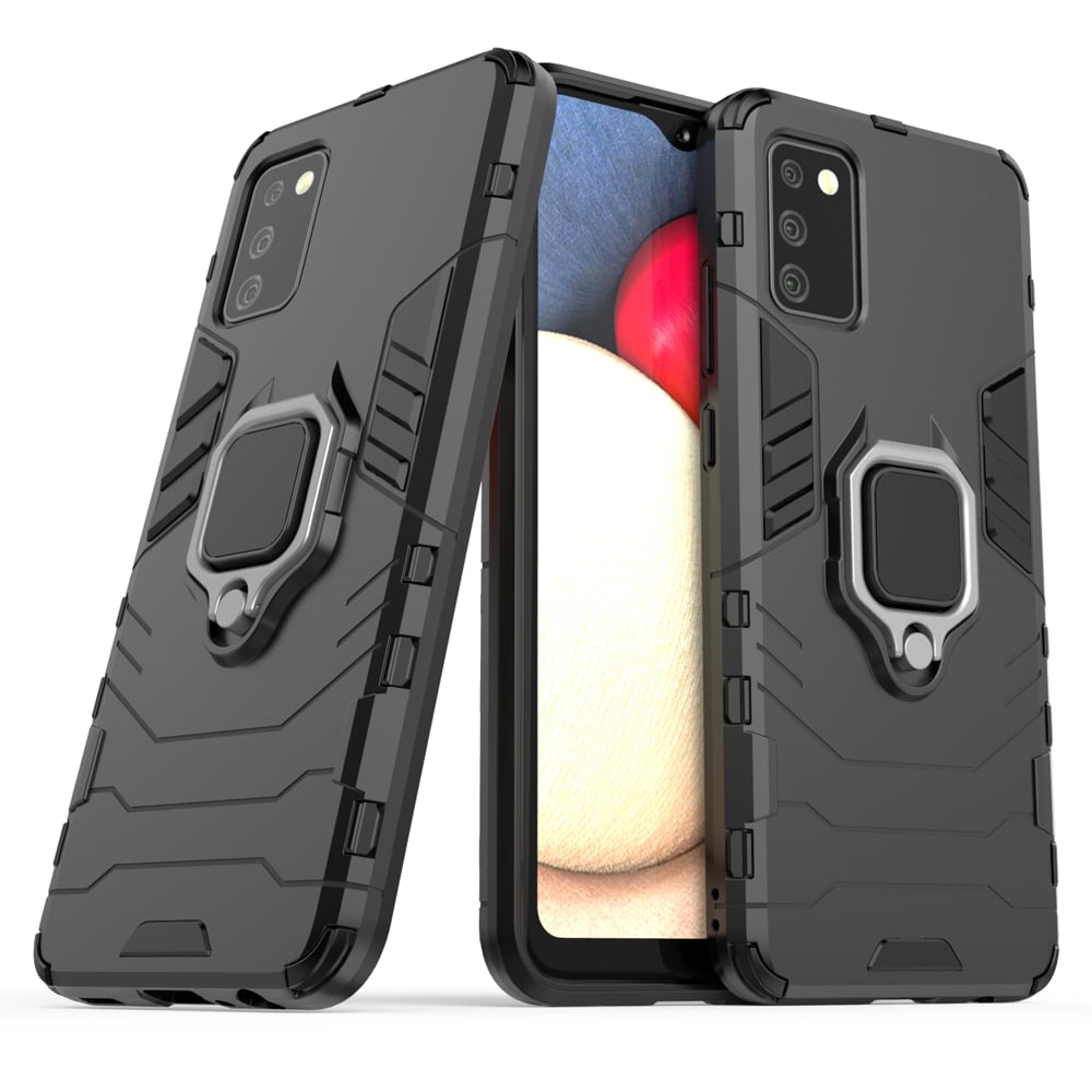 Hurtel Ring Armor armored hybrid case cover + magnetic holder Samsung Galaxy A03s (166.5) black