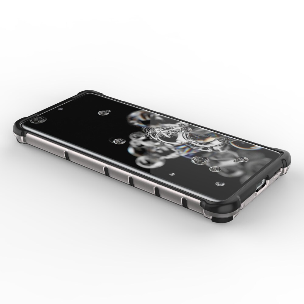 Honeycomb-etui pansrede deksel med en gelramme for Samsung Galaxy S22 Ultra blå