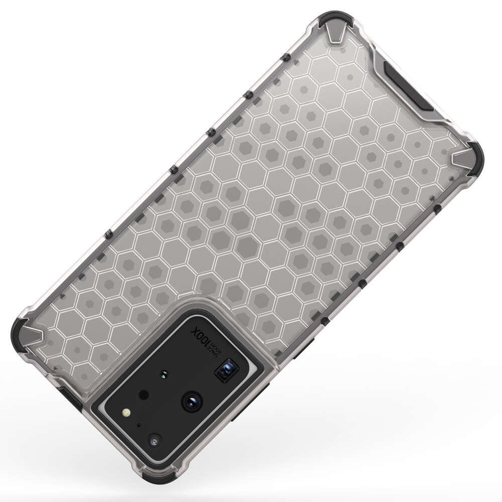 Honeycomb-etui pansrede deksel med en gelramme for Samsung Galaxy S22 Ultra blå
