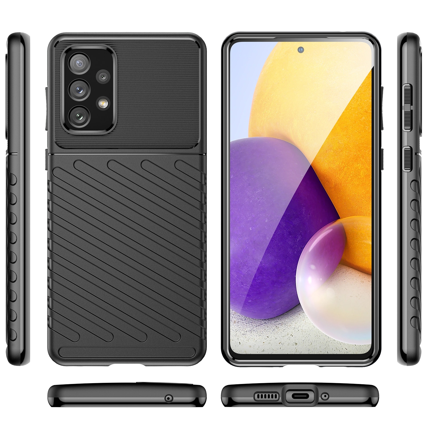 Thunder Case fleksibelt pansredeksel for Samsung Galaxy A73 svart