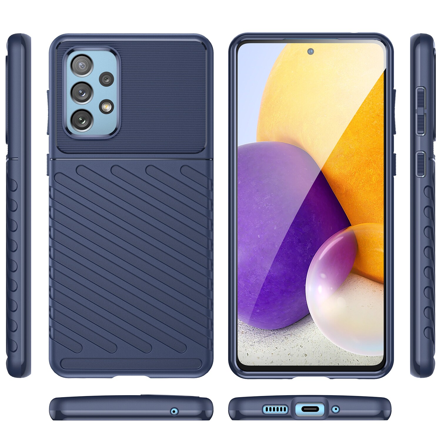 Thunder Case fleksibelt pansredeksel for Samsung Galaxy A73 blå