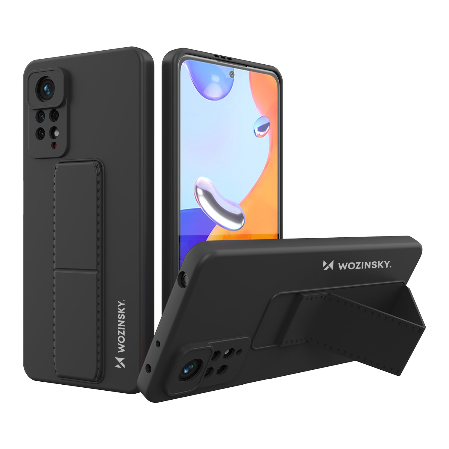 Wozinsky Kickstand Case silikon etui med stativ Xiaomi Redmi Note 11 Pro etui svart