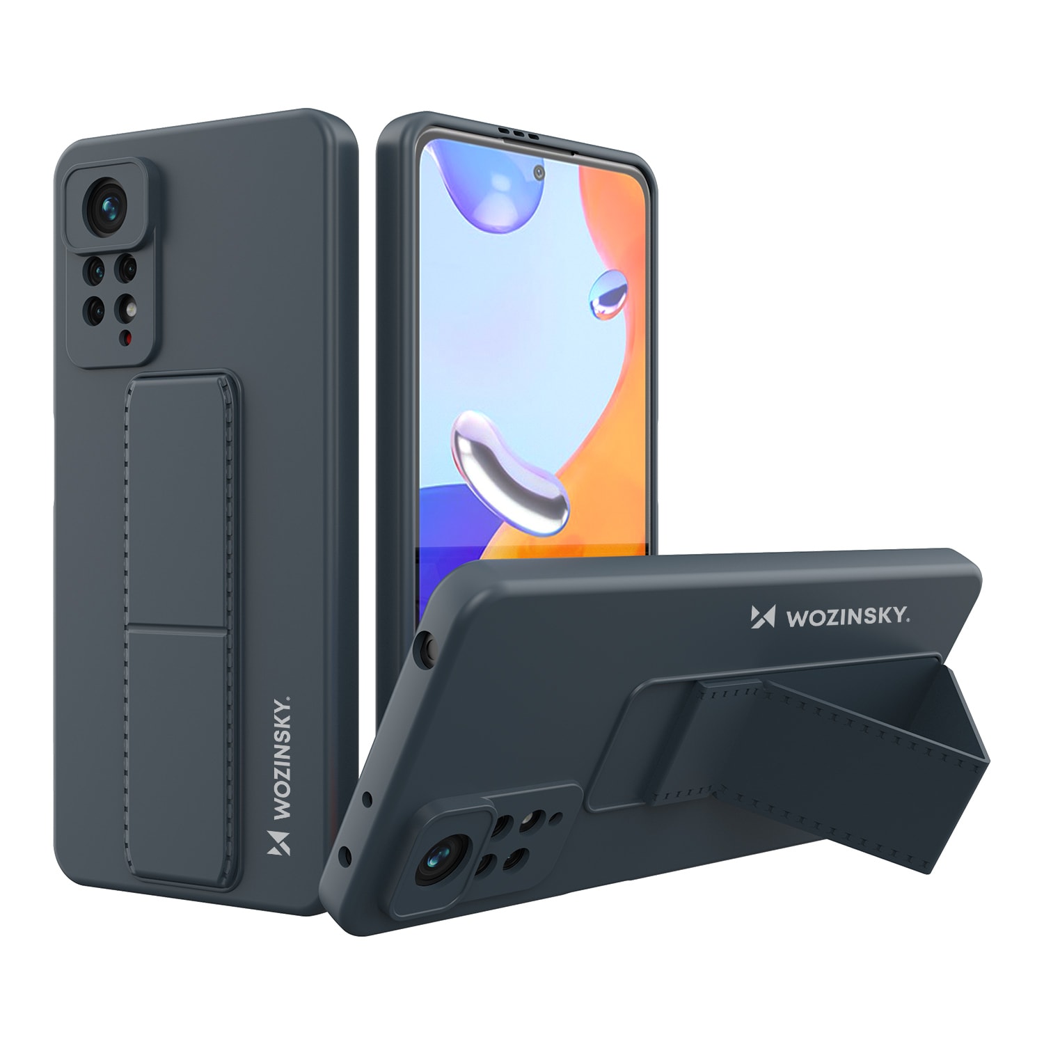 Wozinsky Kickstand Case silikon etui med stativ Xiaomi Redmi Note 11 Pro marineblå