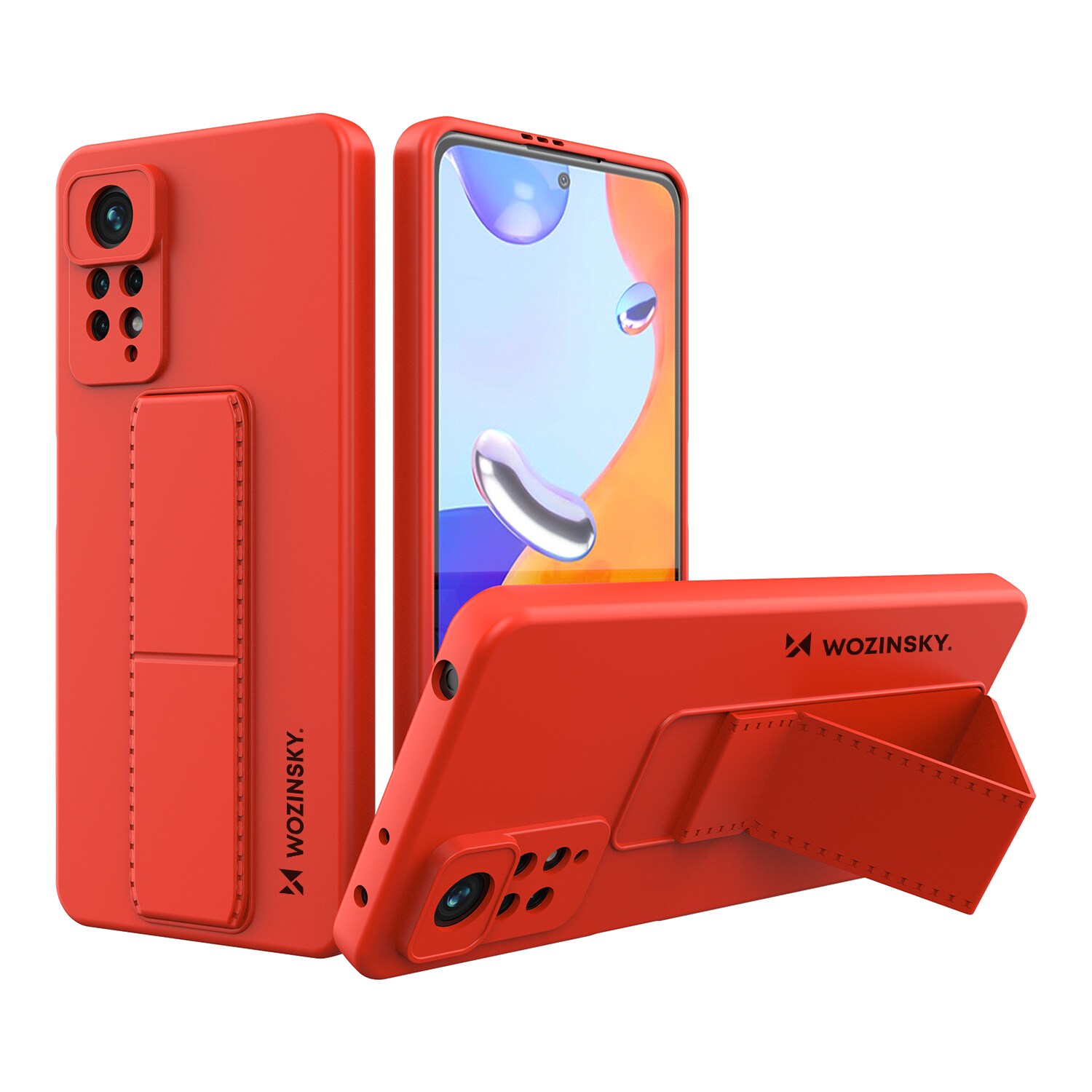 Wozinsky Kickstand Case silikon etui med stativ Xiaomi Redmi Note 11 Pro rød
