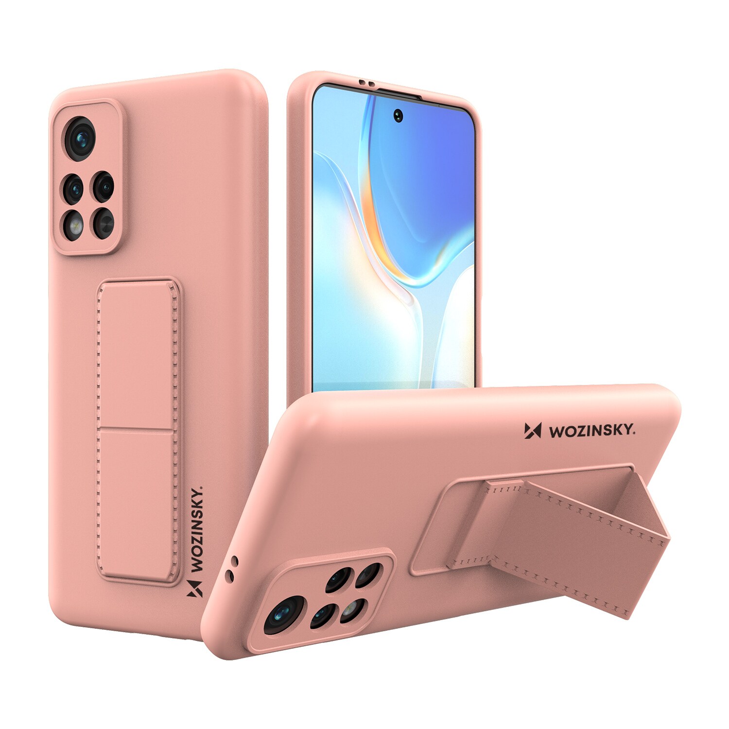 Wozinsky Kickstand Case silikon etui med stativ Xiaomi Poco M4 Pro 5G rosa