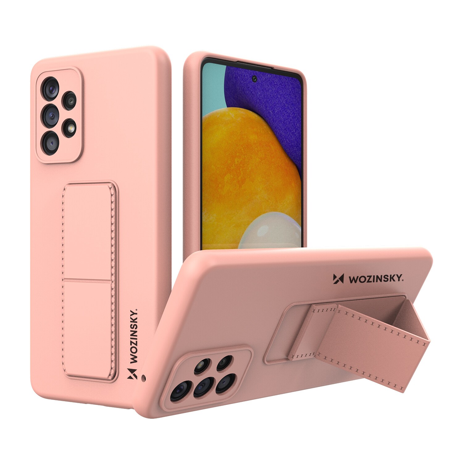 Wozinsky Kickstand Case silikon etui med stativ for Samsung Galaxy A73 rosa
