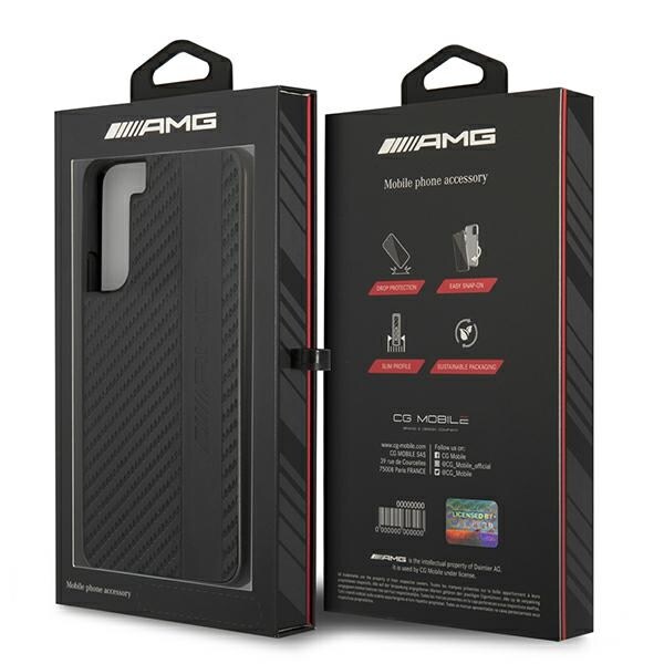 AMG Carbon Stripe&Embossed-deksel for Samsung Galaxy S22+ - Svart