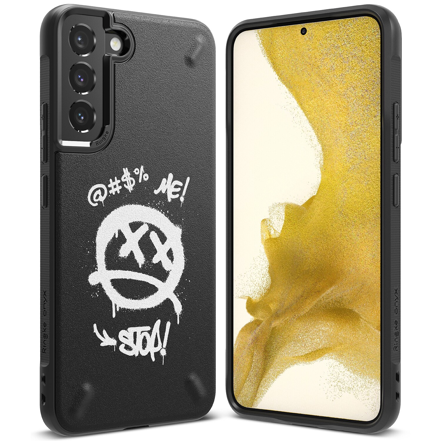 Ringke Onyx Design Slitesterkt TPU-deksel for Samsung Galaxy S22 + (S22 Plus) svart (Graffiti) ()