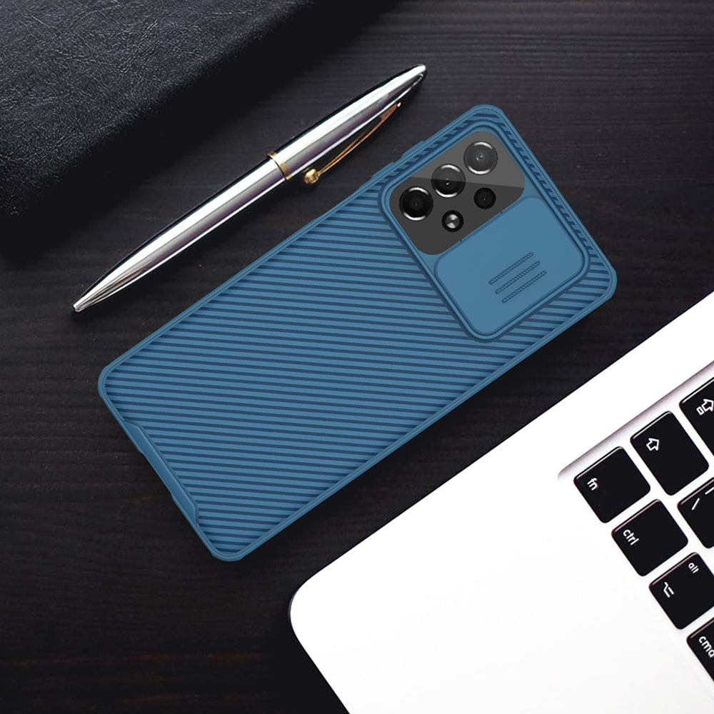 Nillkin CamShield Pro-etui Pansret deksel Kamerabeskytter for Samsung Galaxy A73 Blå