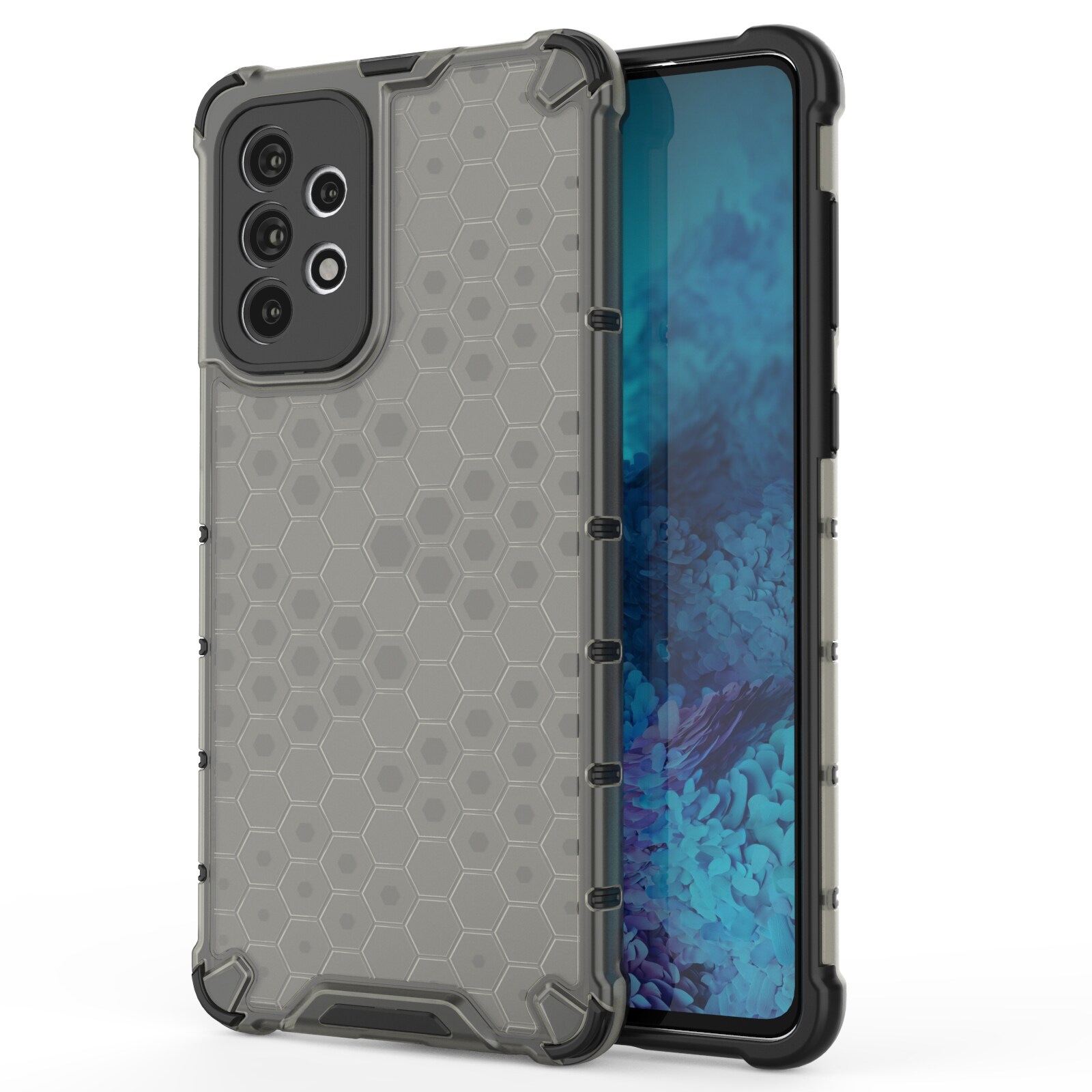 Honeycomb-etui pansrede deksel med en gelramme for Samsung Galaxy A73 svart