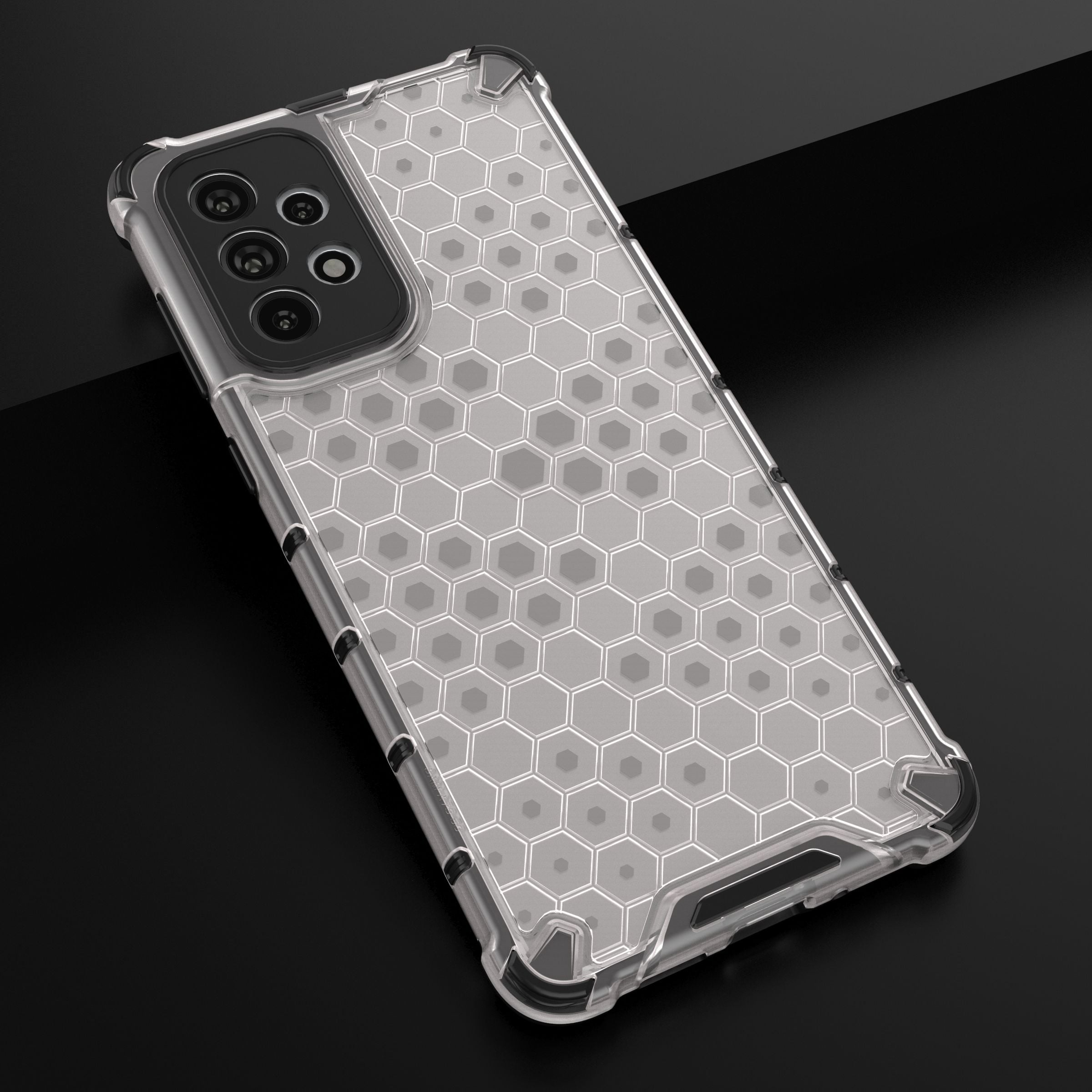 Honeycomb-etui pansrede deksel med en gelramme for Samsung Galaxy A73 svart