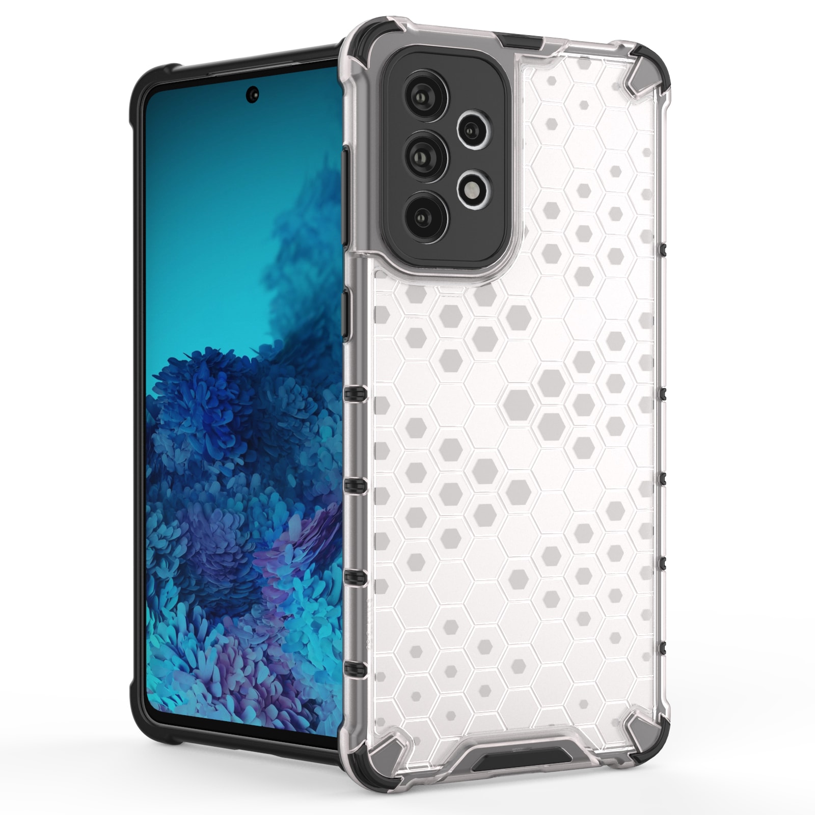 Honeycomb-etui pansrede deksel med en gelramme for Samsung Galaxy A73 svart