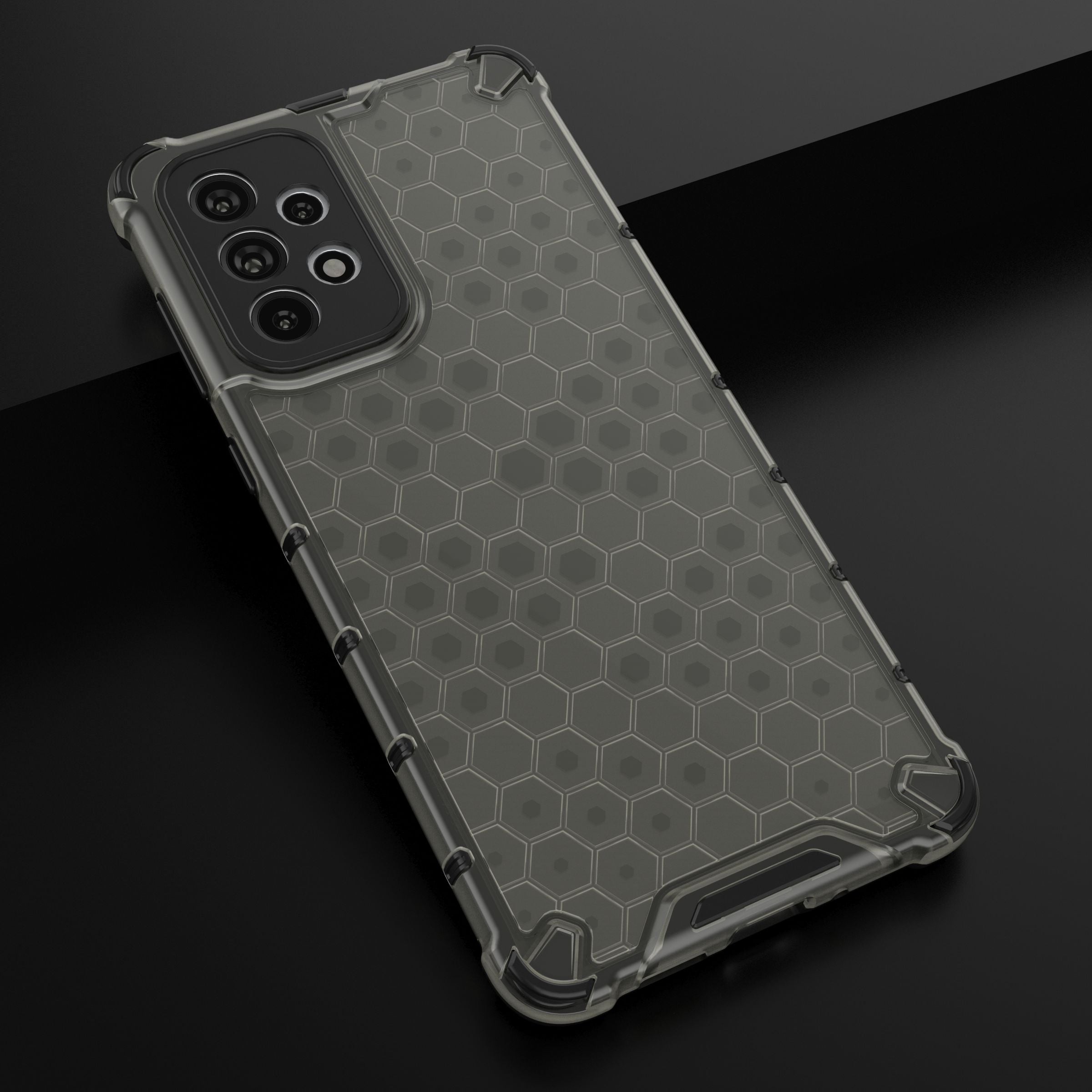 Honeycomb-etui pansrede deksel med en gelramme for Samsung Galaxy A73 svart