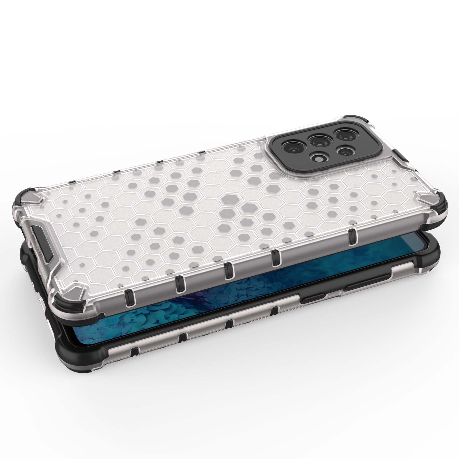 Honeycomb-etui pansrede deksel med en gelramme for Samsung Galaxy A73 svart