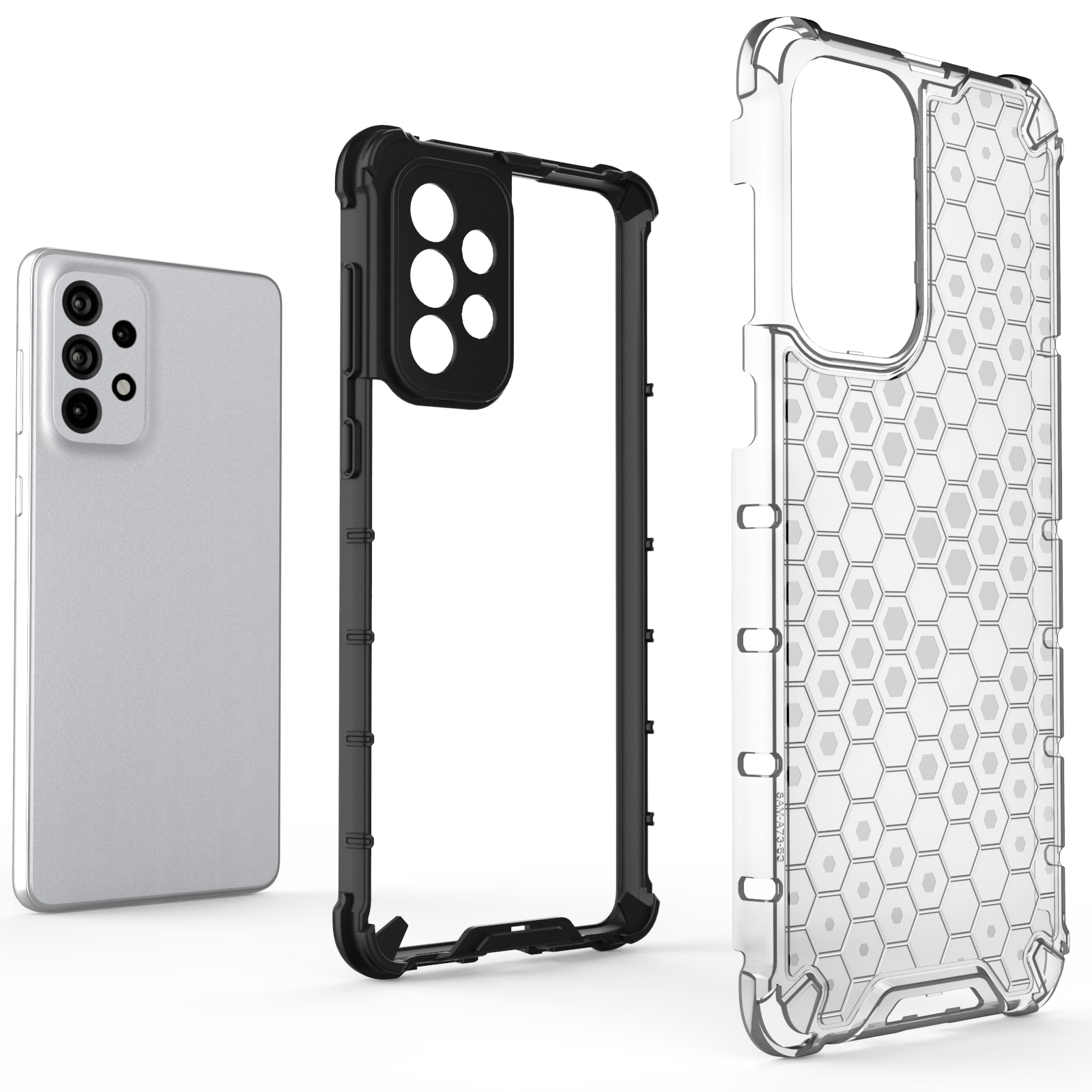 Honeycomb-etui pansrede deksel med en gelramme for Samsung Galaxy A73 svart