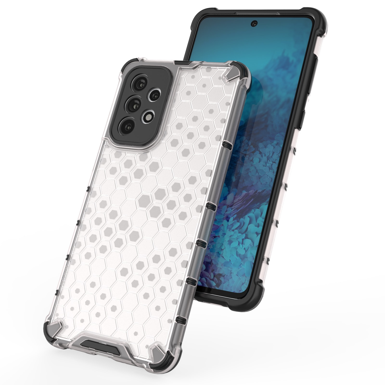 Honeycomb-etui pansrede deksel med en gelramme for Samsung Galaxy A73 svart