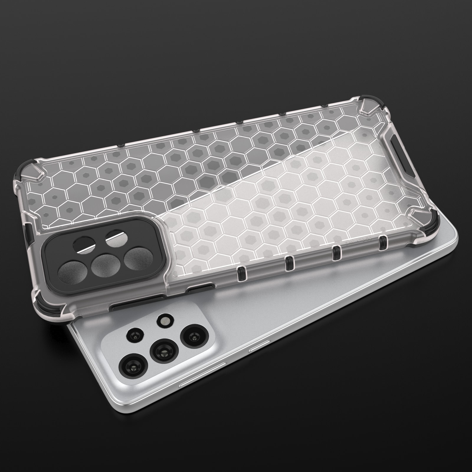 Honeycomb-etui pansrede deksel med en gelramme for Samsung Galaxy A73 svart