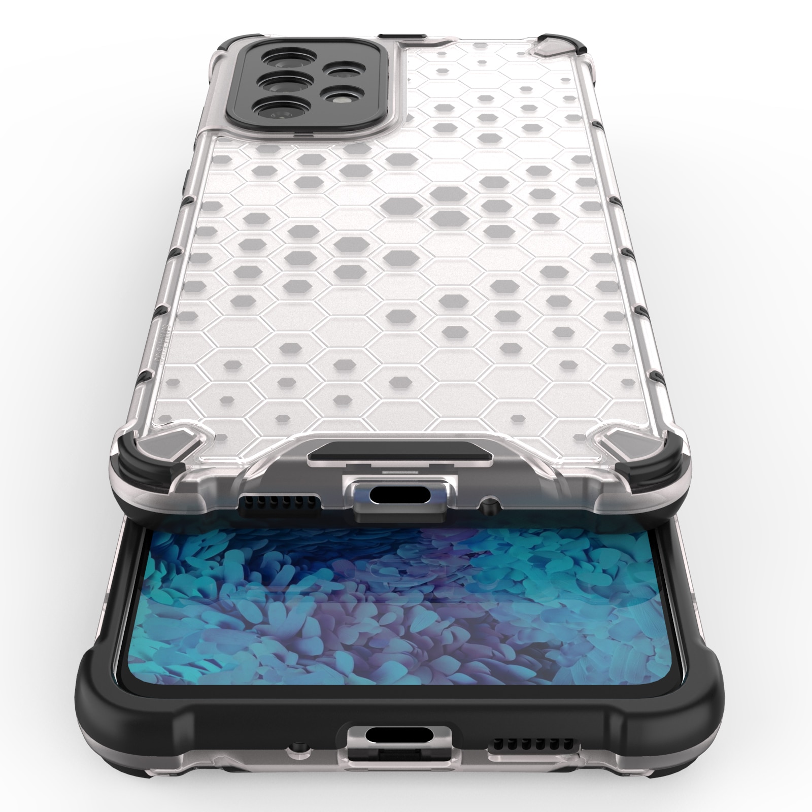 Honeycomb-etui pansrede deksel med en gelramme for Samsung Galaxy A73 svart
