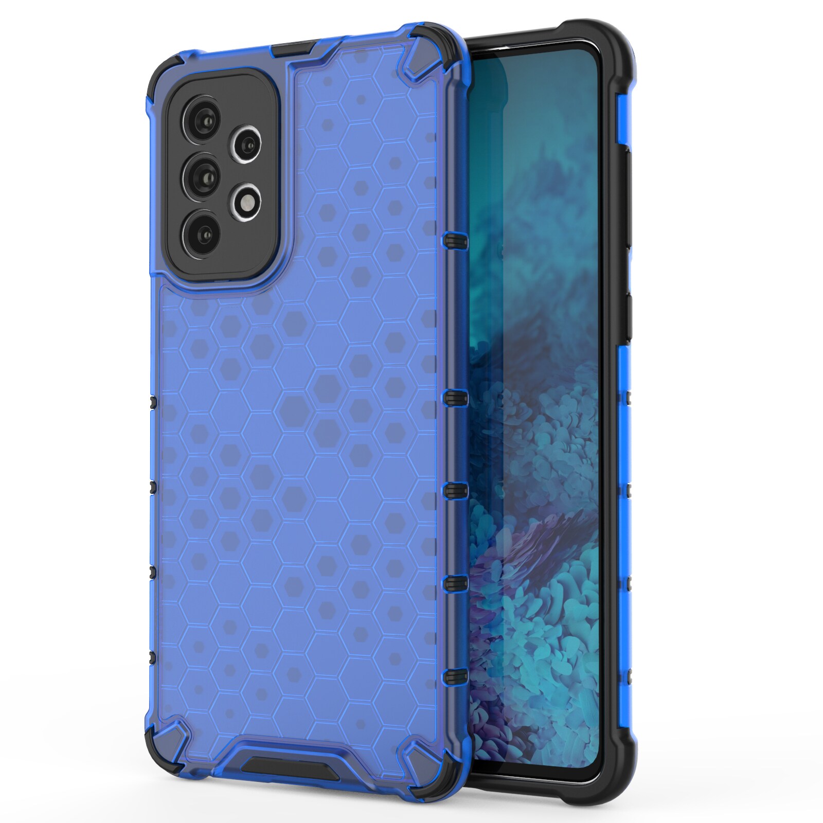 Honeycomb-etui pansrede deksel med en gelramme for Samsung Galaxy A73 blå