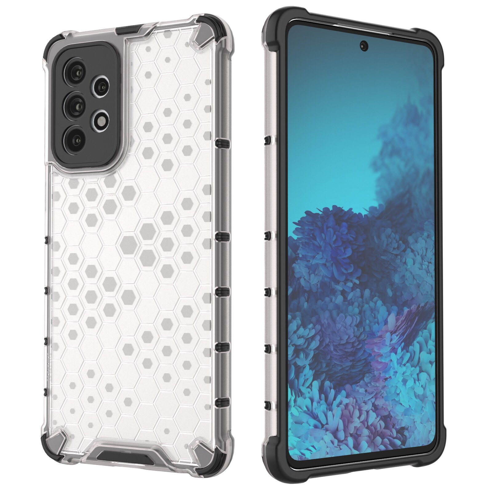 Honeycomb-etui pansrede deksel med en gelramme for Samsung Galaxy A73 blå