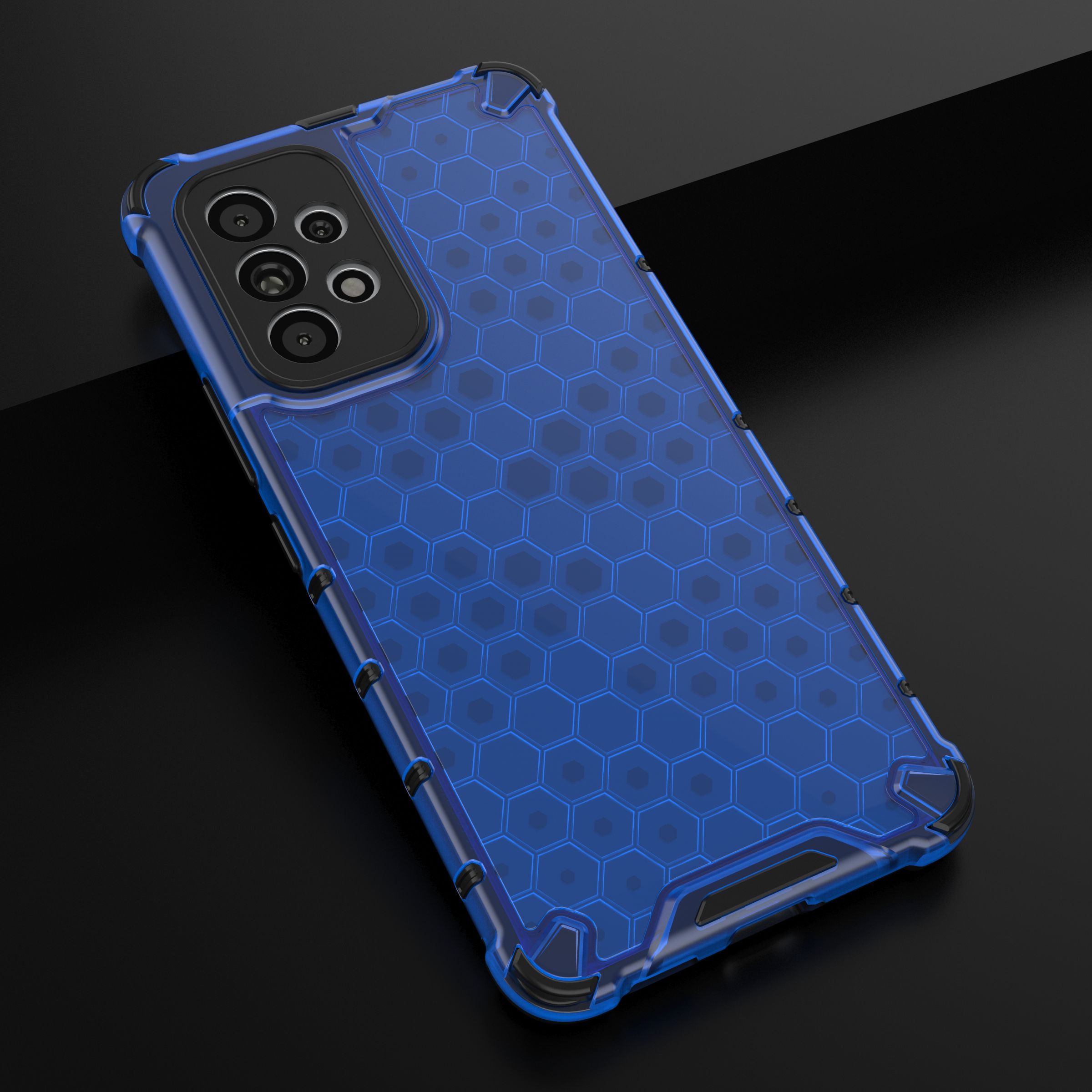 Honeycomb-etui pansrede deksel med en gelramme for Samsung Galaxy A73 blå