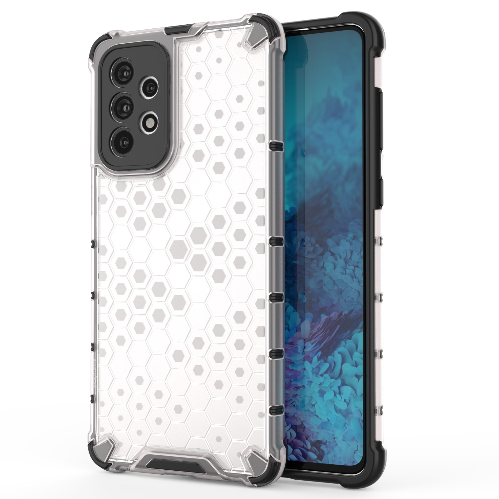 Honeycomb-etui pansrede deksel med en gelramme for Samsung Galaxy A73 gjennomsiktig