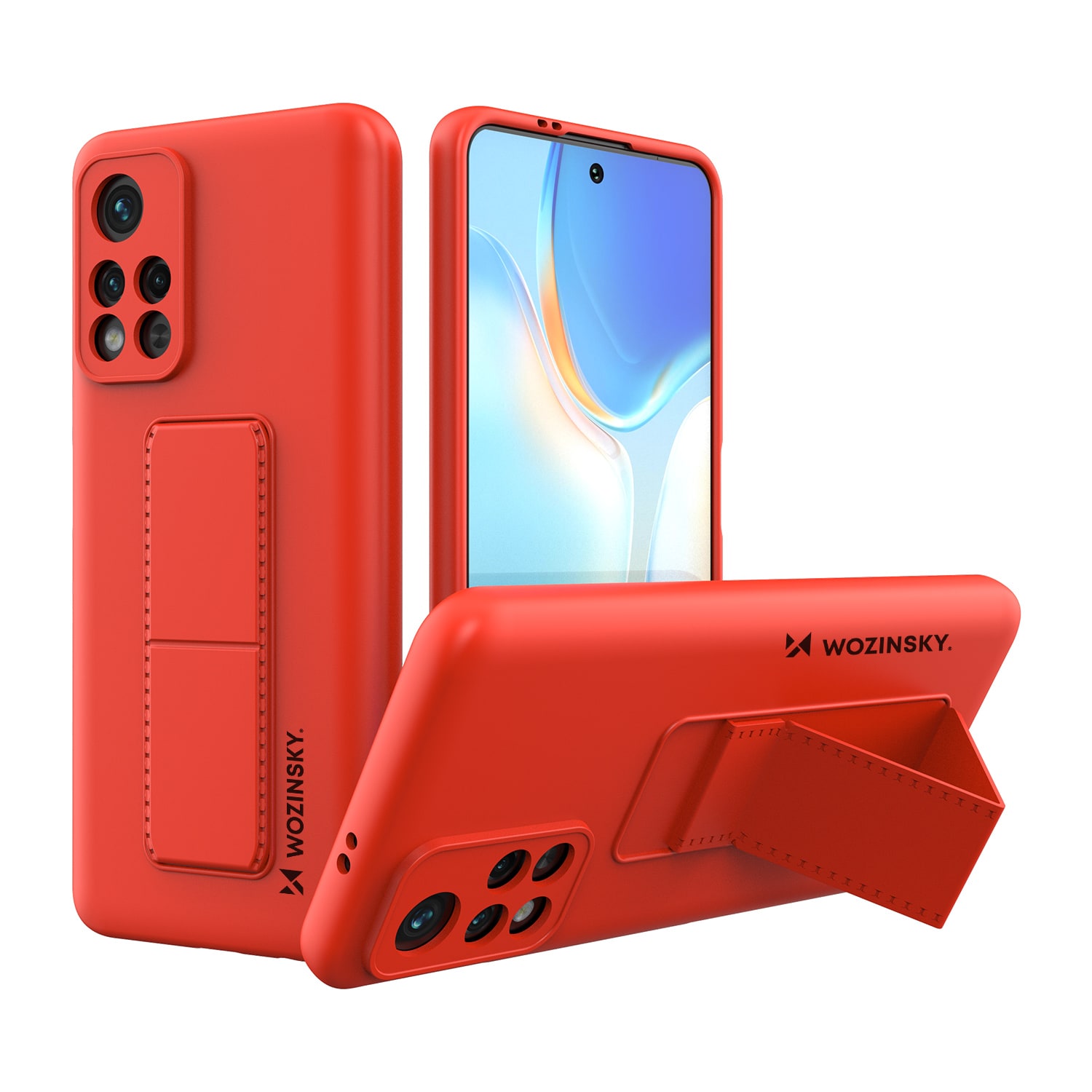 Wozinsky Kickstand-etui Silikonstativdeksel for Xiaomi Redmi Note 11S / Note 11 rød
