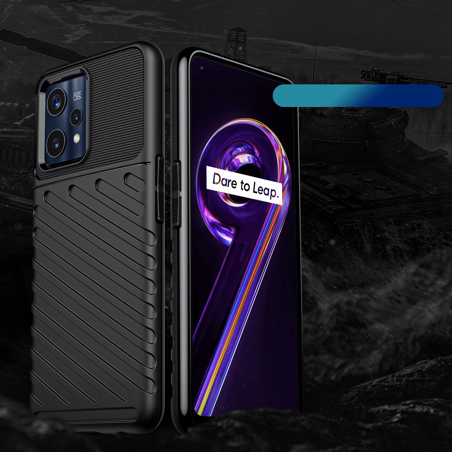 Thunder Case Fleksibelt pansredeksel for Realme 9 Pro + (9 Pro Plus) svart