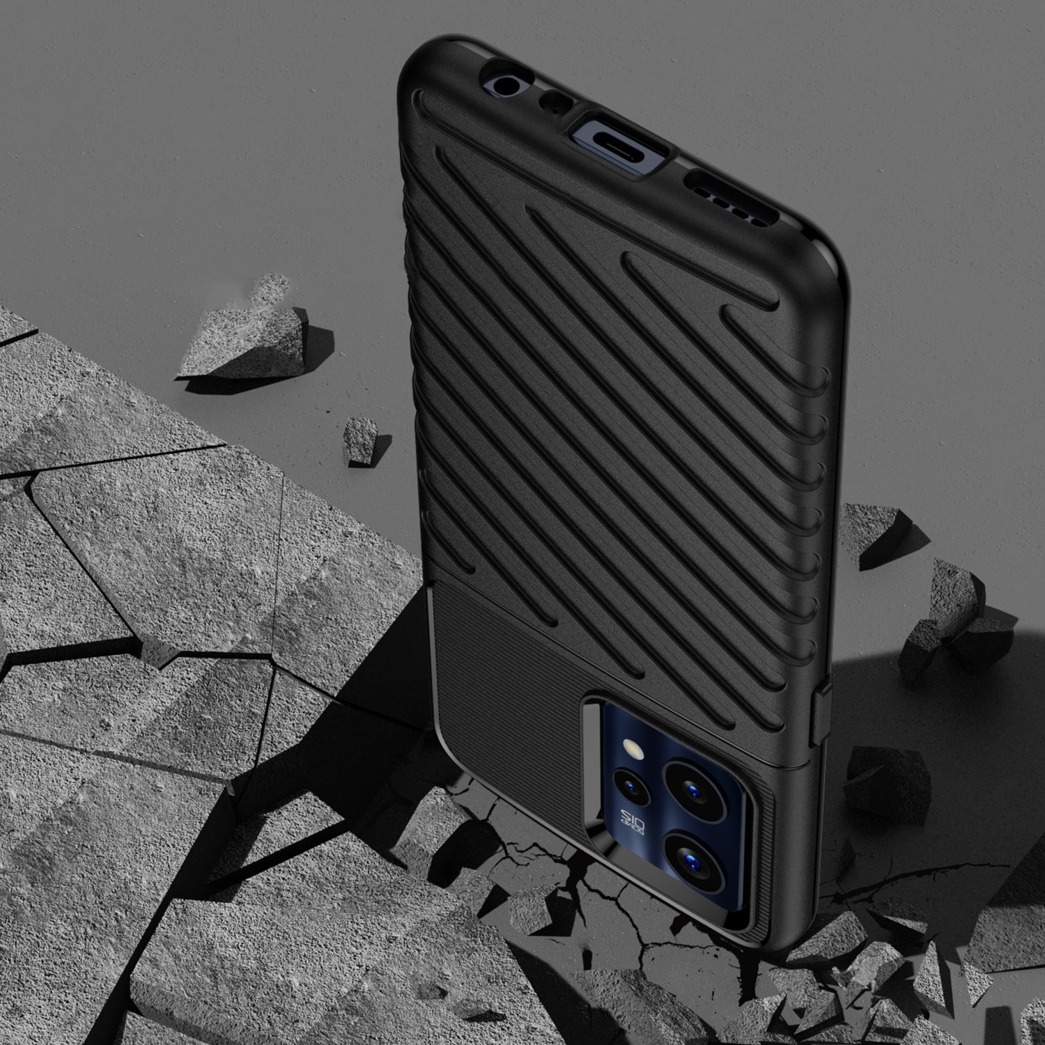 Thunder Case Fleksibelt pansredeksel for Realme 9 Pro + (9 Pro Plus) svart