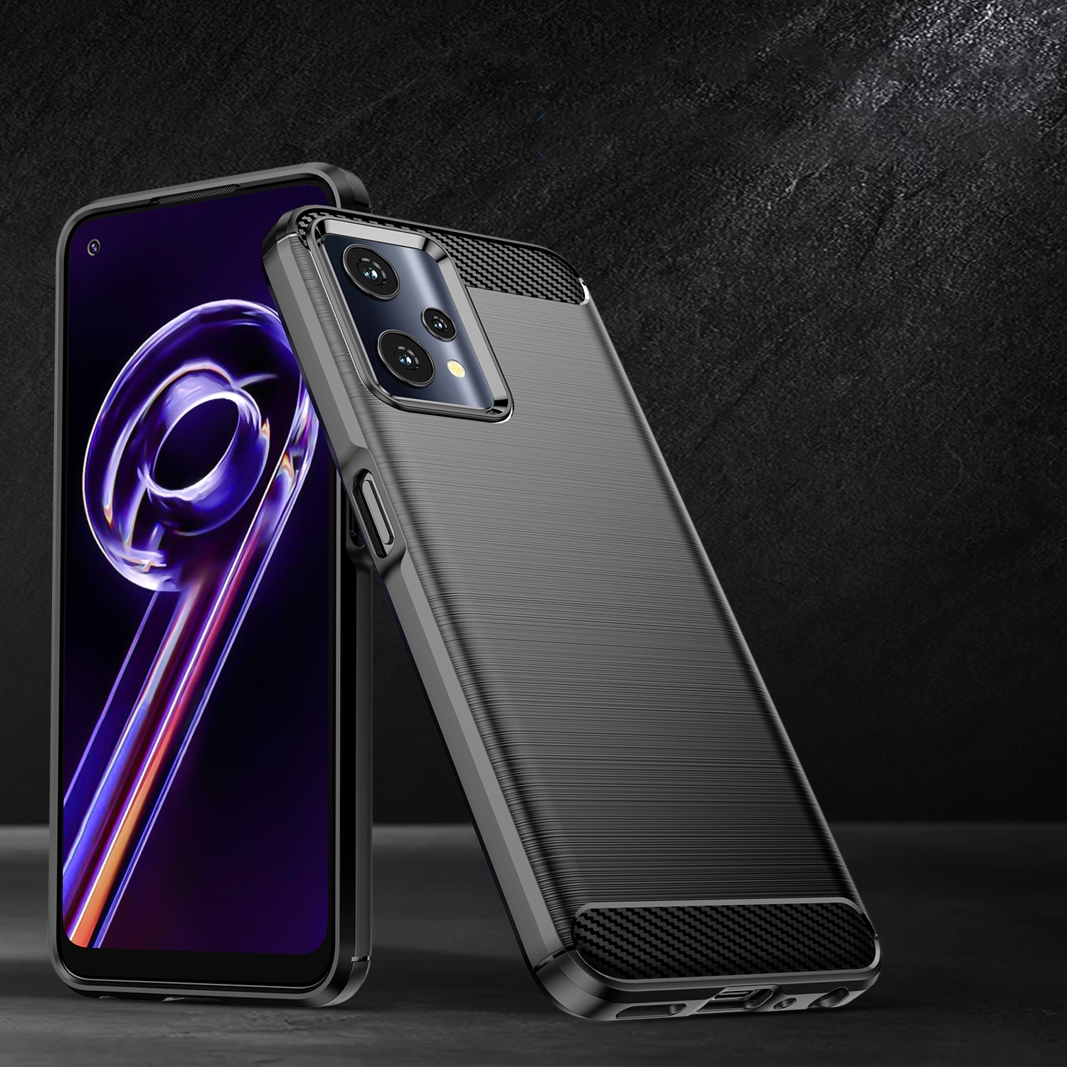 Carbon Case fleksibelt deksel Realme 9 Pro svart