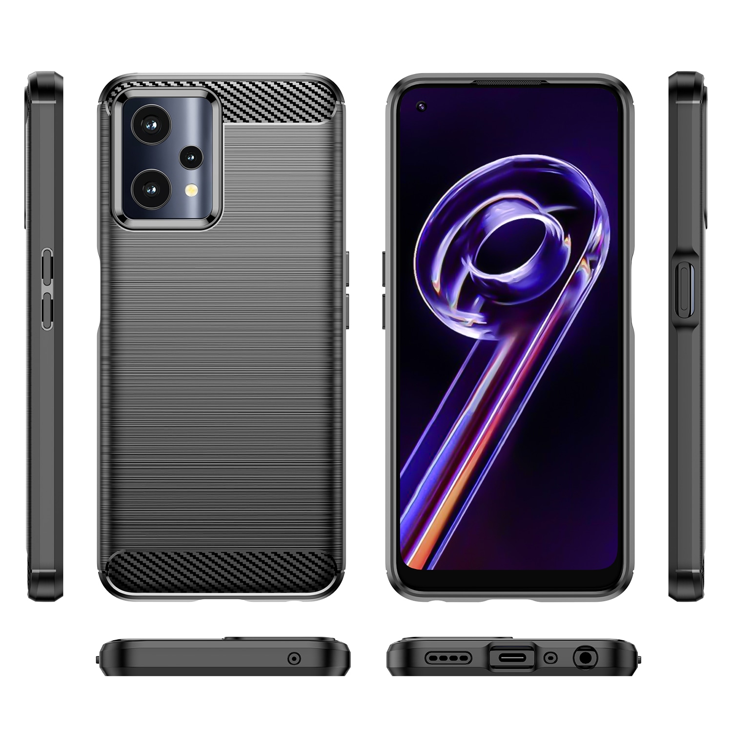 Carbon Case fleksibelt deksel Realme 9 Pro svart
