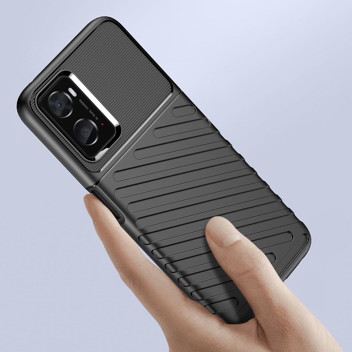 Thunder Case fleksibelt pansredeksel for Oppo A76 / Oppo A36 / Realme 9i svart