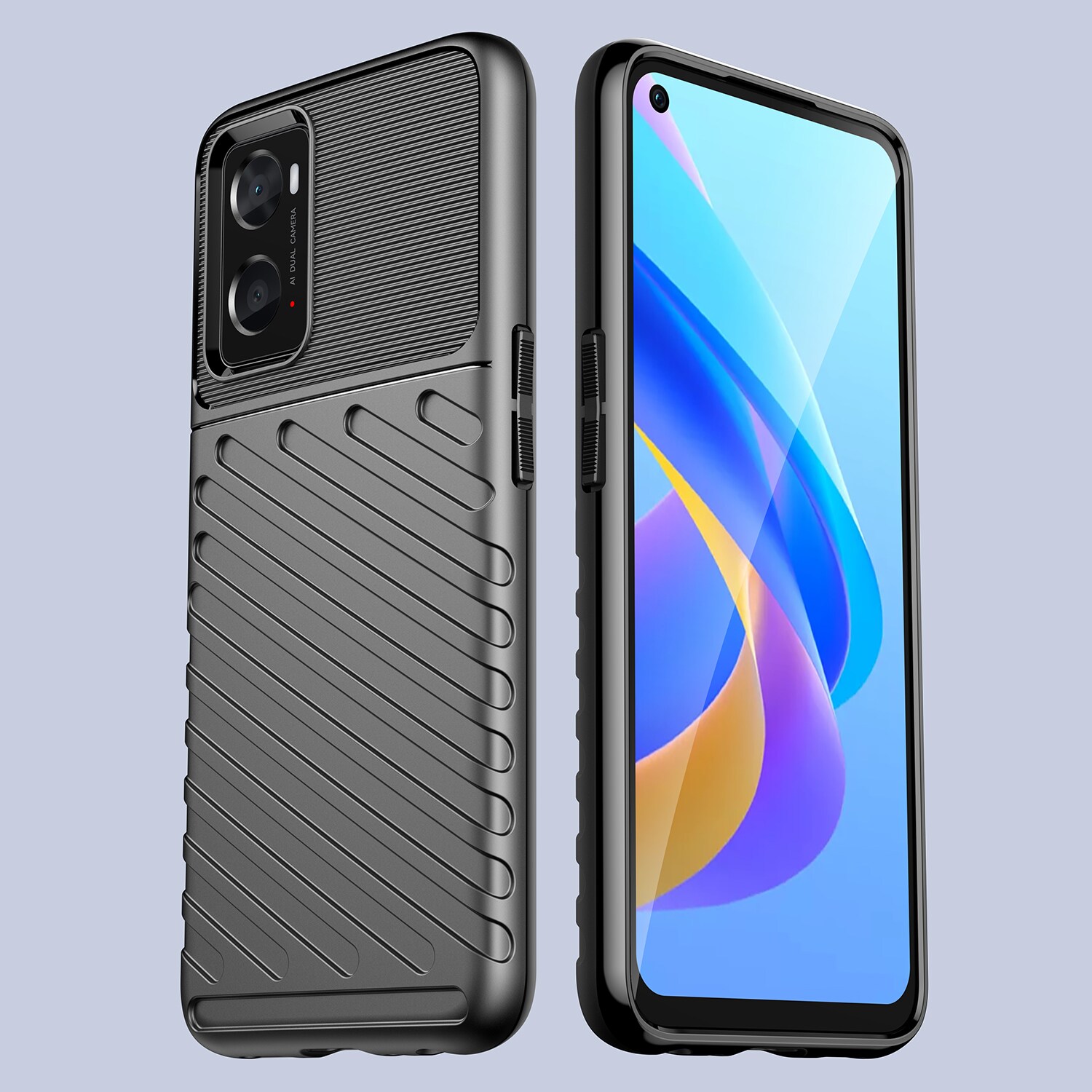 Thunder Case fleksibelt pansredeksel for Oppo A76 / Oppo A36 / Realme 9i svart