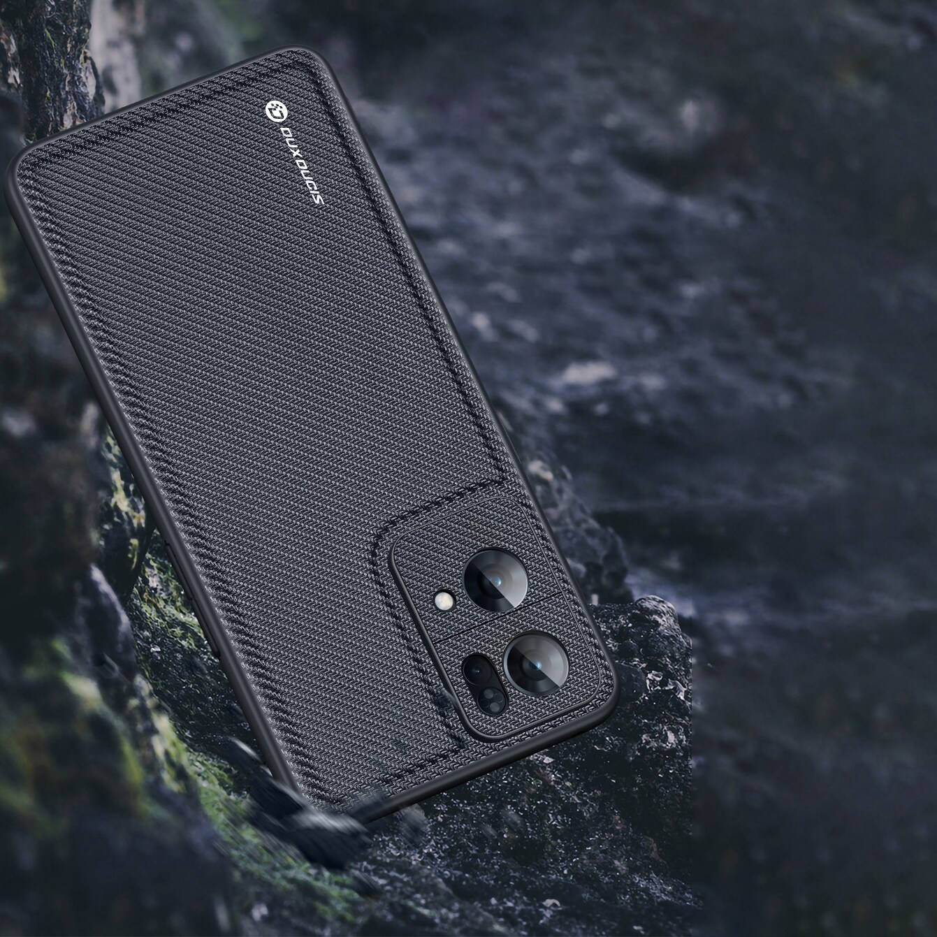 Dux Ducis Fino-deksel dekket med nylonmateriale Oppo Reno7 Pro 5G svart