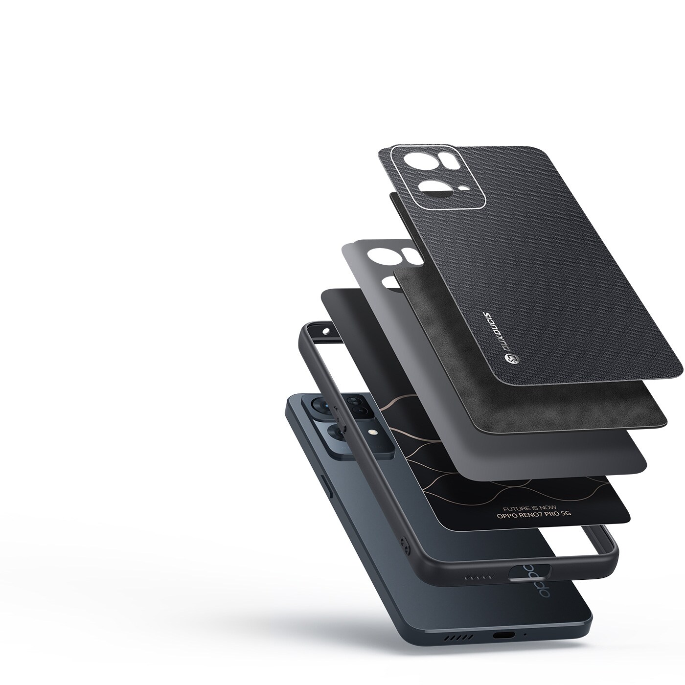 Dux Ducis Fino-deksel dekket med nylonmateriale Oppo Reno7 Pro 5G svart
