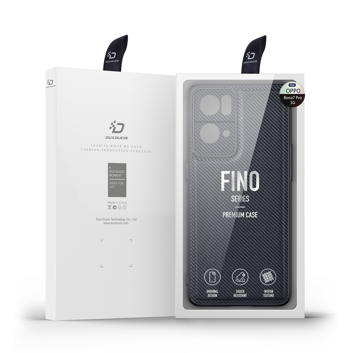 Dux Ducis Fino-deksel dekket med nylonmateriale Oppo Reno7 Pro 5G svart