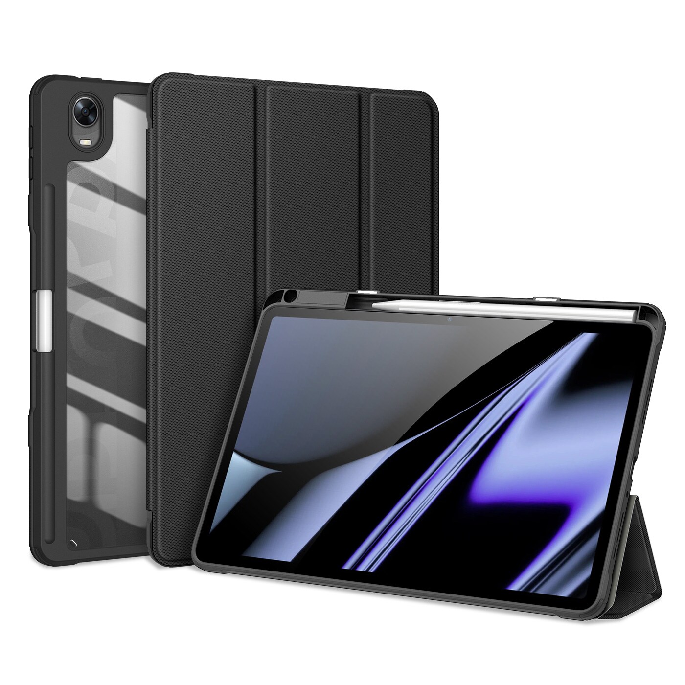 Dux Ducis Toby Armored Flip Smart Case for Oppo Pad med stylusholder Svart