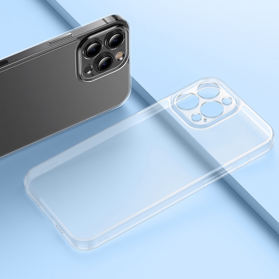 Baseus Frosted Glass Case for iPhone 13 Pro Max, Hard Case with Transparent Gel Frame (ARWS000802)