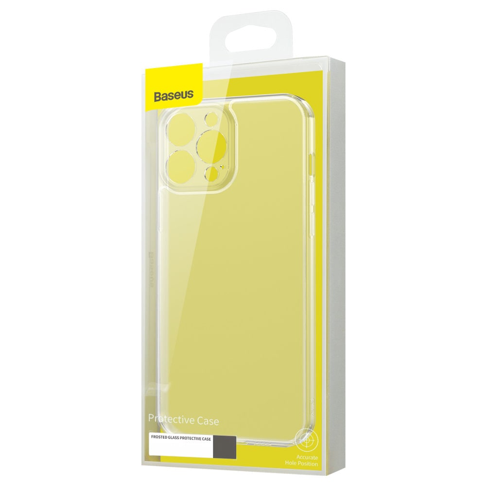 Baseus Frosted Glass Case for iPhone 13 Pro Max, Hard Case with Transparent Gel Frame (ARWS000802)