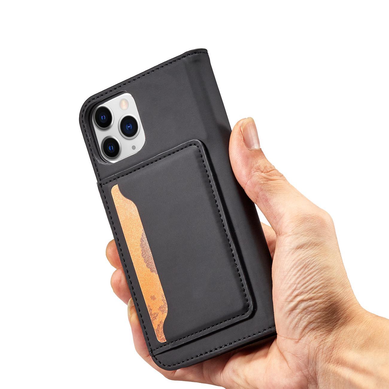 Magnet Kortveske for iPhone 12 Pro Veske Kortlommebok Kortholder Svart