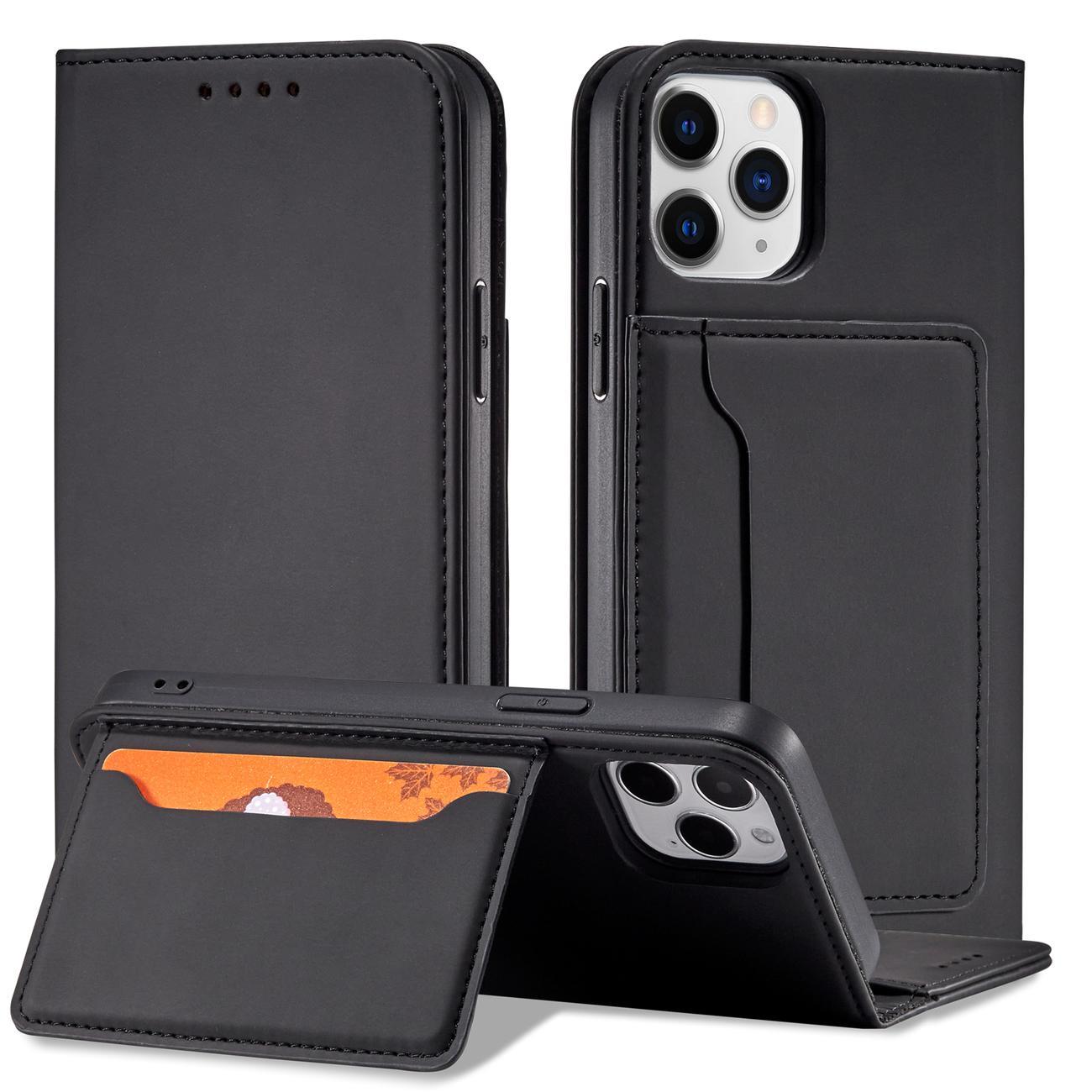 Magnet Kortveske for iPhone 12 Pro Veske Kortlommebok Kortholder Svart