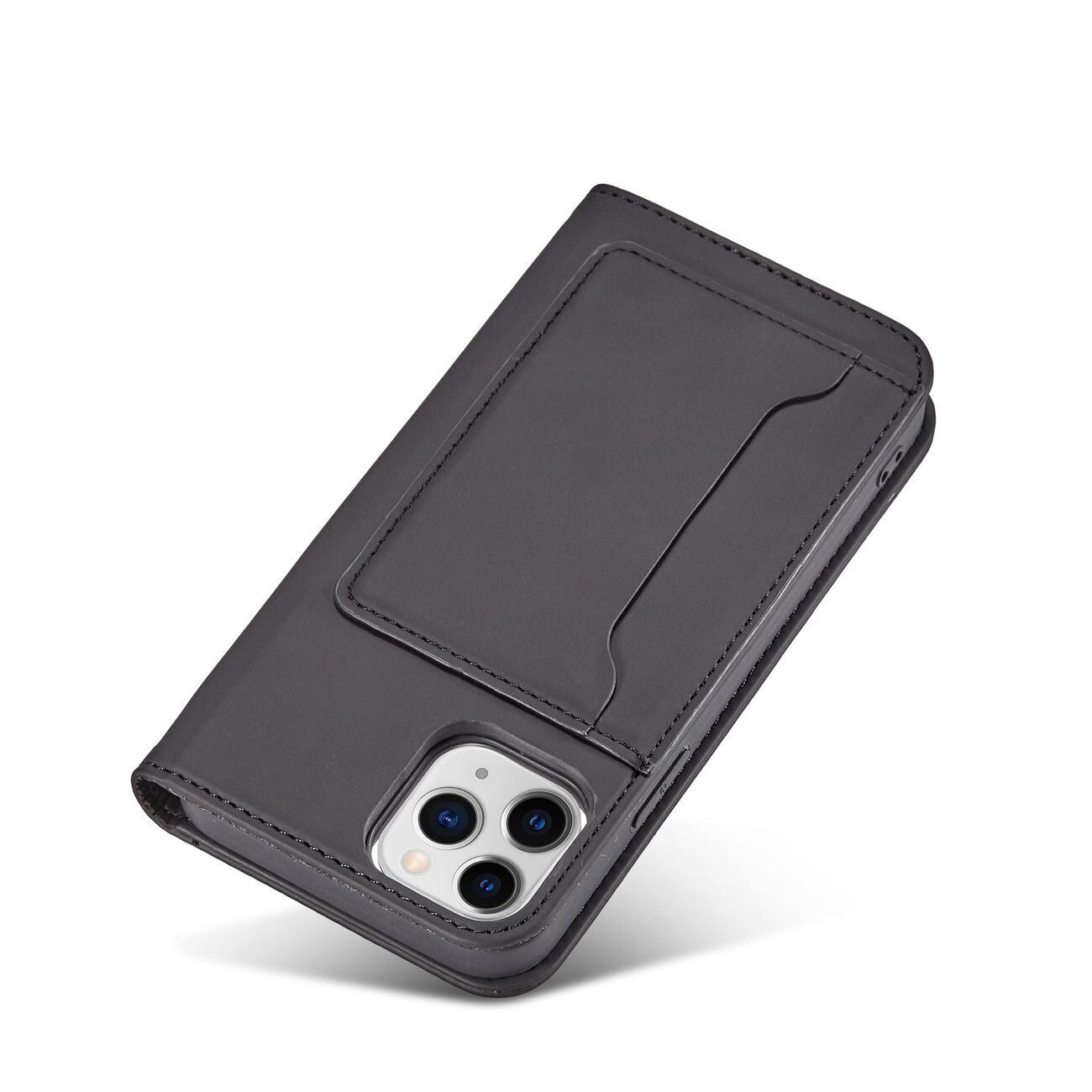 Magnet Kortveske for iPhone 12 Pro Veske Kortlommebok Kortholder Svart