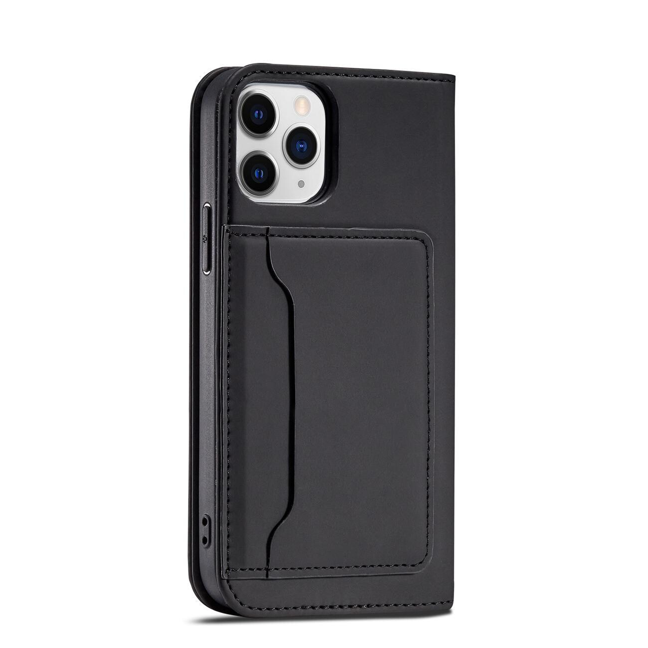 Magnet Kortveske for iPhone 12 Pro Veske Kortlommebok Kortholder Svart